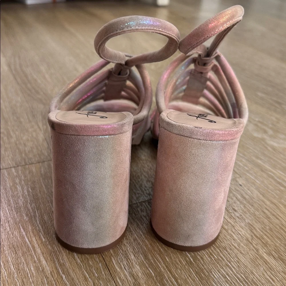 Free People Colette Cinched Heeled Sandals Rainbow iridescent Lustrous Heels 37 - Picture 9 of 15